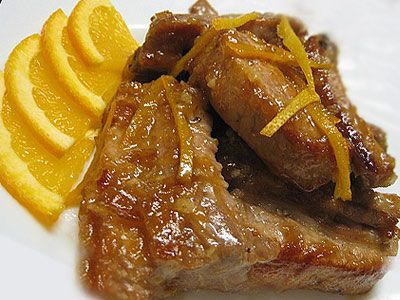 Бараньи ребрышки с луком и апельсинами