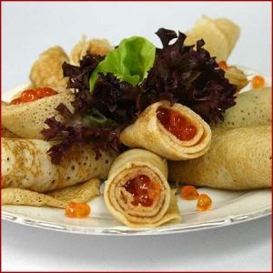 Блины с красной рыбой и икрой
