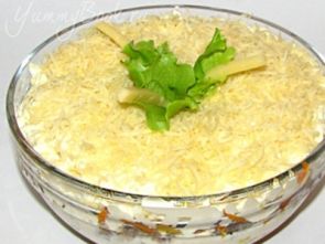 Cалат с грибами и сардиной