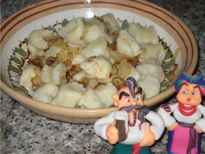 Галушки картофельные с хлебом