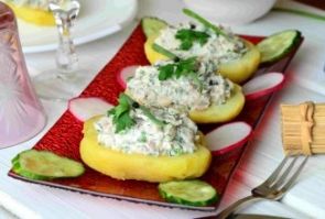 Картофельные лодочки с сельдью