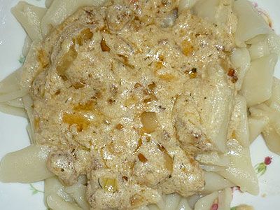 Макароны с креветочным соусом