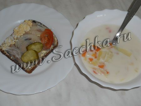 Молочный суп с овощами