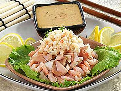 Морепродукты с соусом