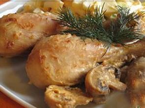 Острая курочка с грибами