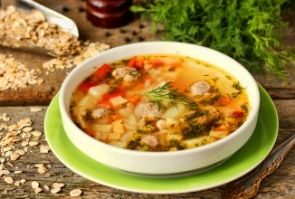 Овощной суп с фрикадельками и овсянкой