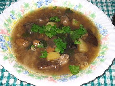 Перловый суп с грибами