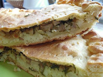 Пирог с рисом и грибами