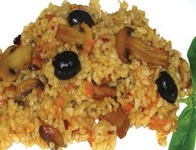 Плов с грибами и маслинами