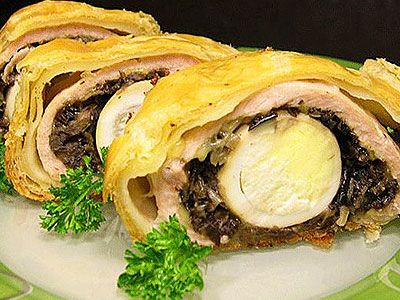 Рулет мясной с грибами