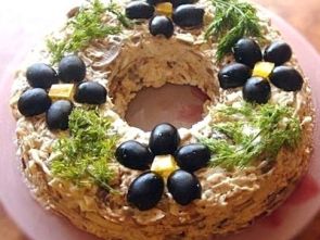 Салат с курицей и грибами