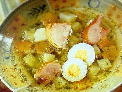 Щавелевый суп с копченой курицей