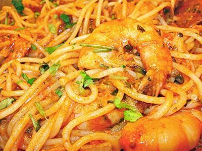 Спагетти с креветками