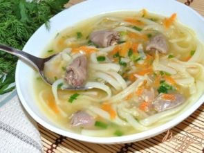 Суп-лапша с куриными сердечками