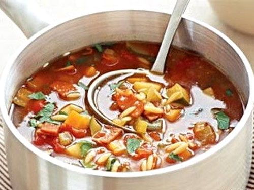 Суп овощной со шпиком и макаронами