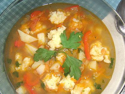 Суп с галушками постный по-кубански