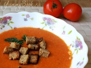 Томатный суп-пюре с фасолью и рисом
