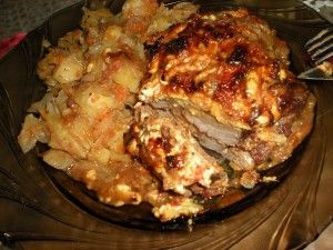 Запеченое мясо с начинкой из шампиньонов