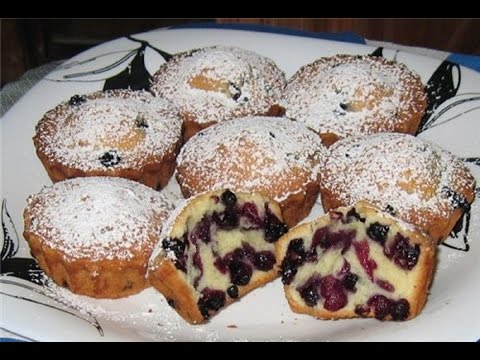 Кулинария.Рецепт.Кексы с черникой.